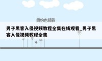 男子黑客入侵视频教程全集在线观看_男子黑客入侵视频教程全集