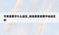 学黑客要学什么语言_网络黑客需要学啥语言的