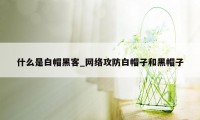 什么是白帽黑客_网络攻防白帽子和黑帽子