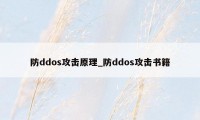 防ddos攻击原理_防ddos攻击书籍