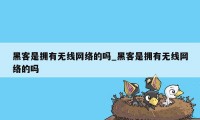 黑客是拥有无线网络的吗_黑客是拥有无线网络的吗