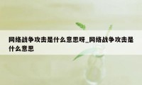 网络战争攻击是什么意思呀_网络战争攻击是什么意思