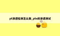 pt渗透检测怎么做_pte的渗透测试