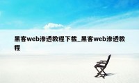 黑客web渗透教程下载_黑客web渗透教程