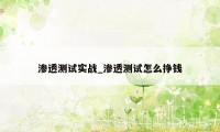 渗透测试实战_渗透测试怎么挣钱