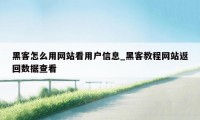 黑客怎么用网站看用户信息_黑客教程网站返回数据查看