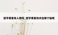 想学黑客有人教吗_想学黑客技术在哪个贴吧