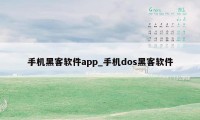 手机黑客软件app_手机dos黑客软件