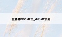 匿名者DDOs攻击_ddos攻击起