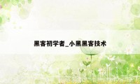 黑客初学者_小黑黑客技术