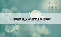 cs渗透教程_cs系统安全渗透测试