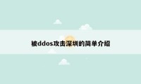 被ddos攻击深圳的简单介绍