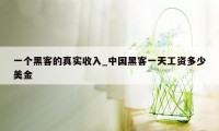 一个黑客的真实收入_中国黑客一天工资多少美金