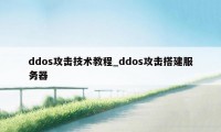 ddos攻击技术教程_ddos攻击搭建服务器