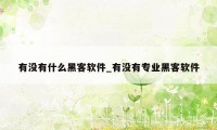 有没有什么黑客软件_有没有专业黑客软件