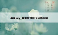 黑客key_黑客技术能卡ss爆率吗