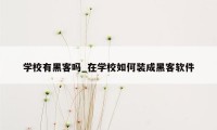 学校有黑客吗_在学校如何装成黑客软件