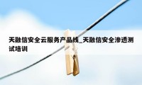 天融信安全云服务产品线_天融信安全渗透测试培训