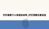 钉钉暴露个人家庭住址吗_钉钉泄露位置信息