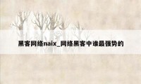 黑客网络naix_网络黑客中谁最强势的