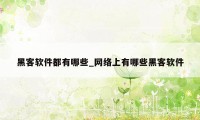 黑客软件都有哪些_网络上有哪些黑客软件