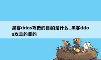 黑客ddos攻击的目的是什么_黑客ddos攻击的目的