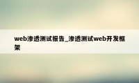 web渗透测试报告_渗透测试web开发框架