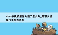 vivo手机被黑客入侵了怎么办_黑客入侵操作手机怎么办