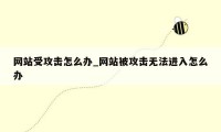 网站受攻击怎么办_网站被攻击无法进入怎么办