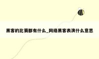 黑客的比赛都有什么_网络黑客表演什么意思