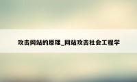 攻击网站的原理_网站攻击社会工程学