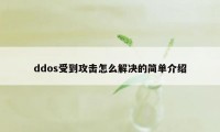 ddos受到攻击怎么解决的简单介绍