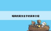 暗网的英文名字的简单介绍