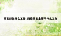 黑客都做什么工作_网络黑客主要干什么工作