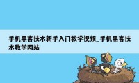 手机黑客技术新手入门教学视频_手机黑客技术教学网站