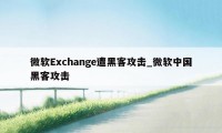 微软Exchange遭黑客攻击_微软中国黑客攻击