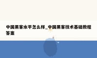 中国黑客水平怎么样_中国黑客技术基础教程答案