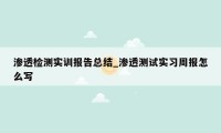 渗透检测实训报告总结_渗透测试实习周报怎么写