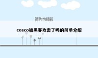 cosco被黑客攻击了吗的简单介绍