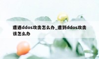 遭遇ddos攻击怎么办_遭到ddos攻击该怎么办