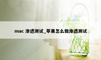 mac 渗透测试_苹果怎么做渗透测试