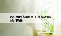 python黑客编程入门_黑客python入门教程