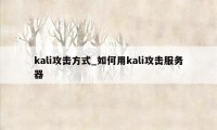 kali攻击方式_如何用kali攻击服务器