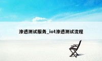 渗透测试服务_iot渗透测试流程