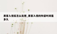 黑客入侵后怎么处理_黑客入侵的拘留时间是多久