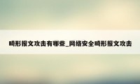 畸形报文攻击有哪些_网络安全畸形报文攻击