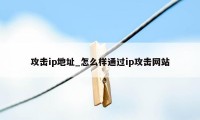 攻击ip地址_怎么样通过ip攻击网站