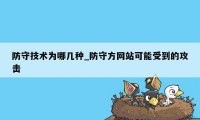 防守技术为哪几种_防守方网站可能受到的攻击