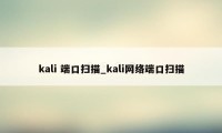 kali 端口扫描_kali网络端口扫描