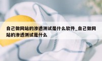 自己做网站的渗透测试是什么软件_自己做网站的渗透测试是什么